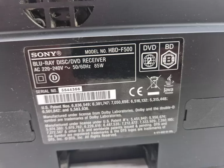 ZESTAW KINA DOMOWEGO SONY HBD-F500