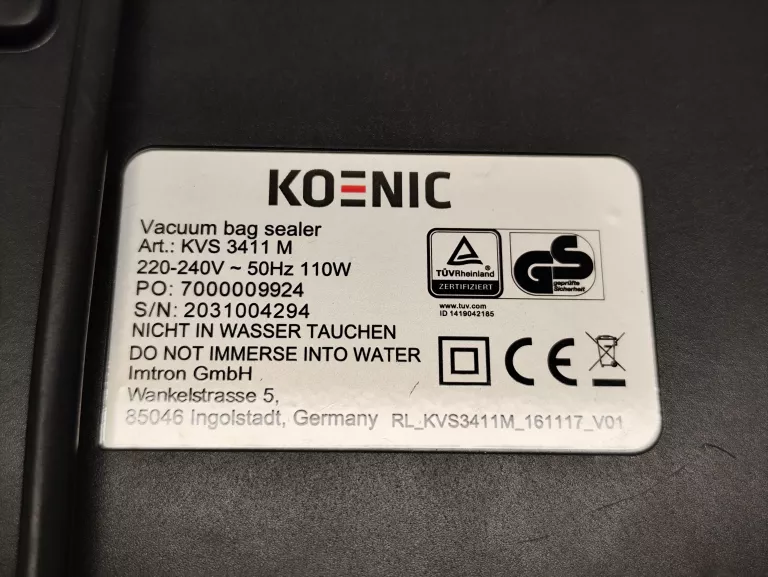 ZGRZEWARKA PRÓŻNIOWA KOENIC KVS 3411M