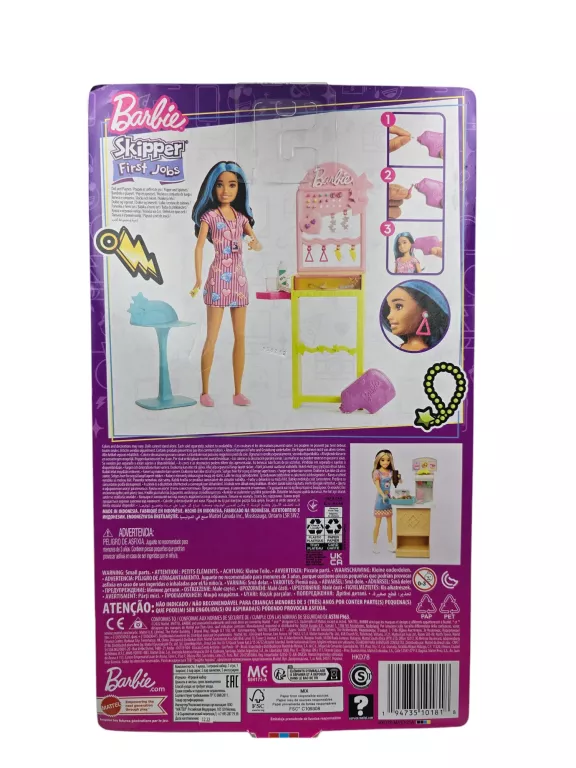 BARBIE LALKA SKIPPER PRZEKŁUWANIE USZU ZESTAW 3+
