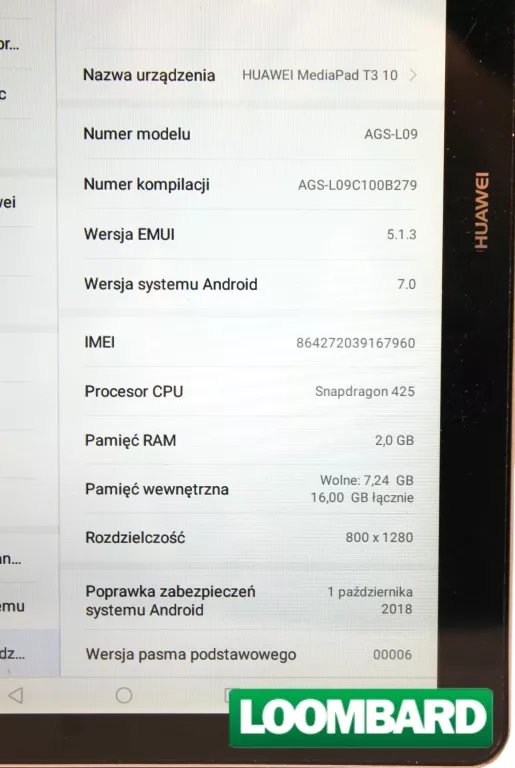 TABLET HUAWEI MEDIAPAD T3 10 2/16 GB 4G LTE