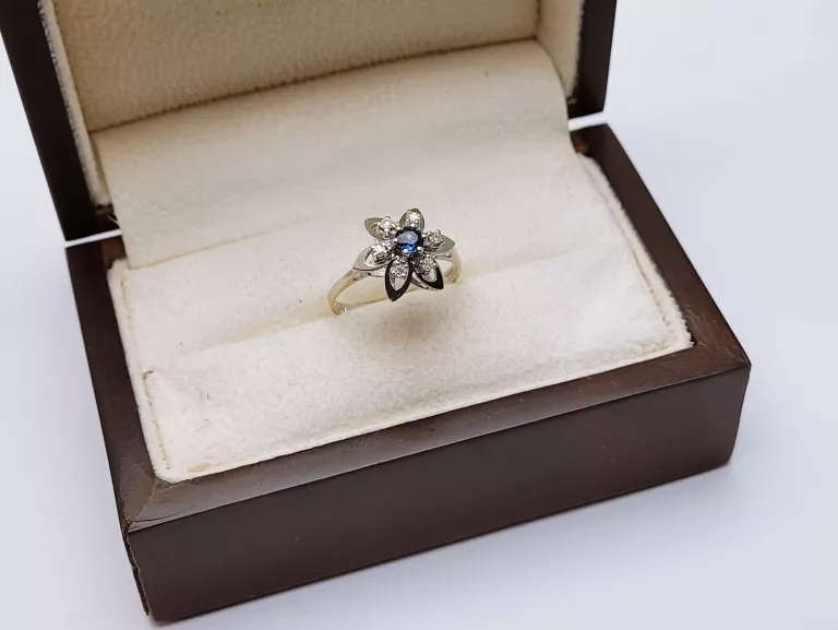 ZŁOTY PIERŚCIONEK Z DIAMENTAMI 0,12CT BIAŁE ZŁOTO 2,65G PR.585 ROZ.14