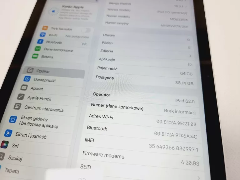 TABLET APPLE IPAD 10,9" WI-FI + CELLULAR 64GB (10.GEN) 2022