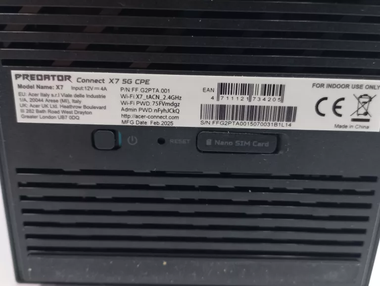 ROUTER ACER PREDATOR CONNECT X7 5G 802.11BE (WI-FI 7)