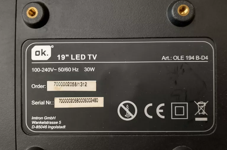 TELEWIZOR OK 19" LED TV +PILOT