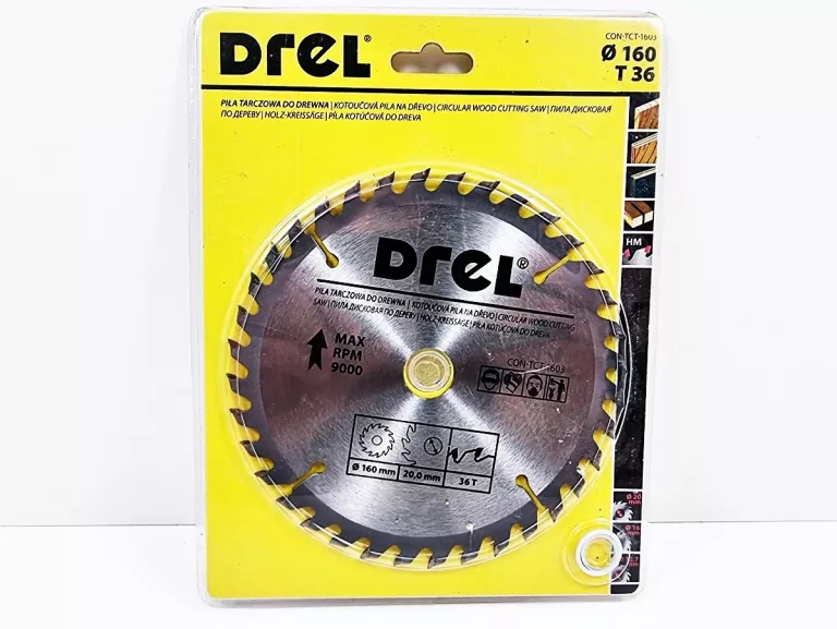 TARCZA DO DREWNA DREL 160MM X 30MM /36T, FI 20/16/12.7