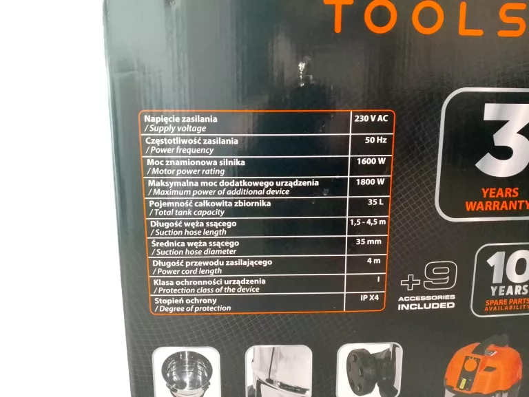 ODKURZACZ 1600W 35L NA SUCHO I MOKRO DO GIPSU + OSPRZĘT 04-739 NEO TOOLS