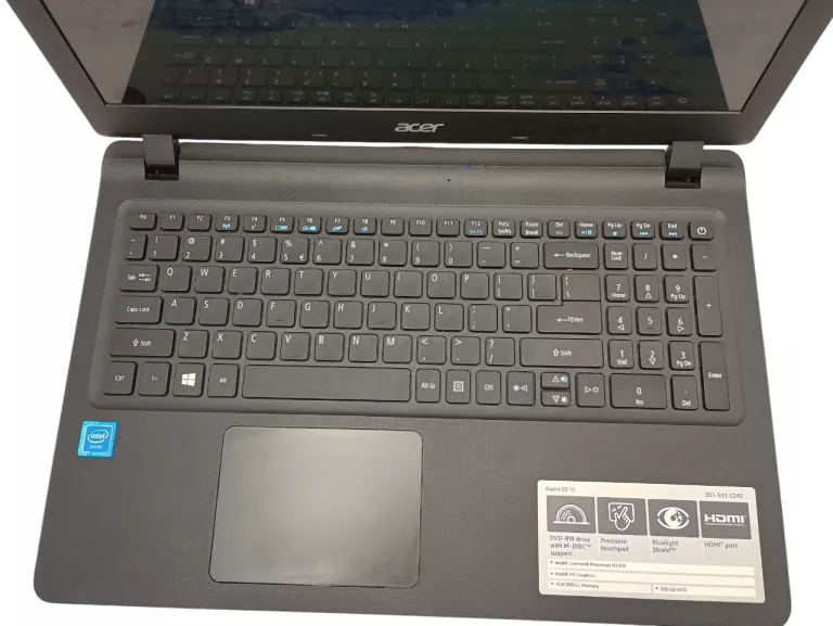 LAPTOP ACER ASPIRE ES 15 INTEL CELERON N3350 WINDOWS 10 4 GB / 500 GB HDD
