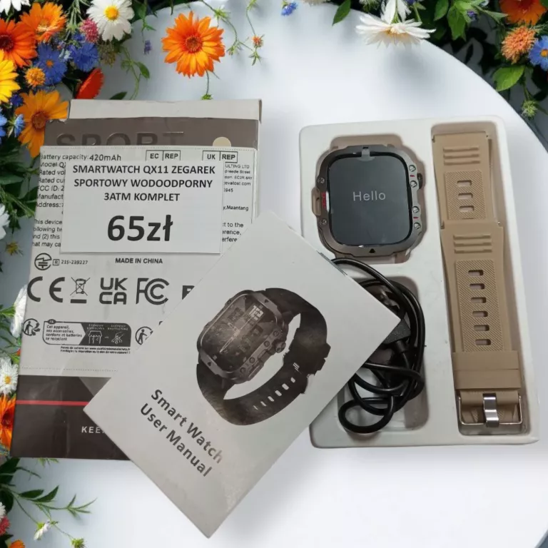 SMARTWATCH QX11 ZEGAREK SPORTOWY WODOODPORNY 3ATM KOMPLET