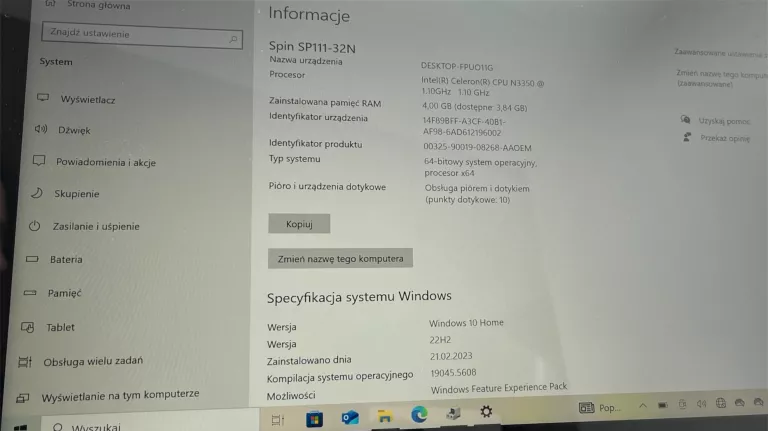 LAPTOP 2W1 ACER ASPIRE SP111 DOTYKOWY 4/64GB OPIS!