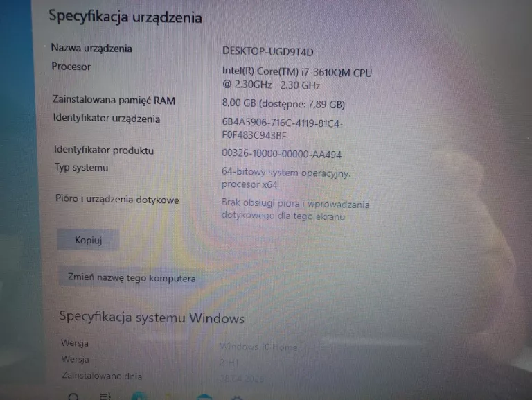 LAPTOP ASUS R500VJ I7/8GB WIN 10 240GB GEFORCE GT 635M