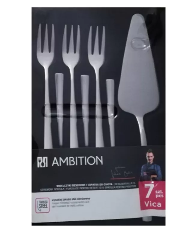 AMBITION WIDELCZYKI DESEROWE I ŁOPATKA DO CIASTA 7 ELEMENTÓW VICA STAL