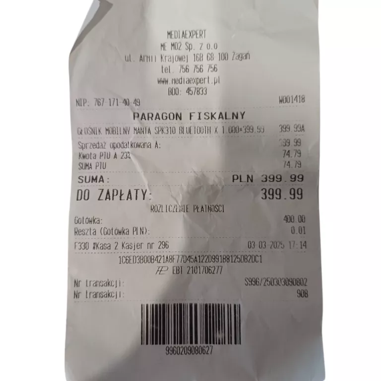 GŁOŚNIK MANTA SPK310 GWARANCJA!!!