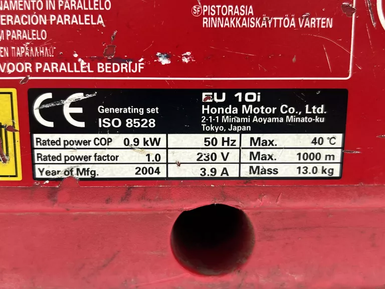 AGREGAT PRĄDOTWÓRCZY INWERTEROWY HONDA EU10I 1KW AVR