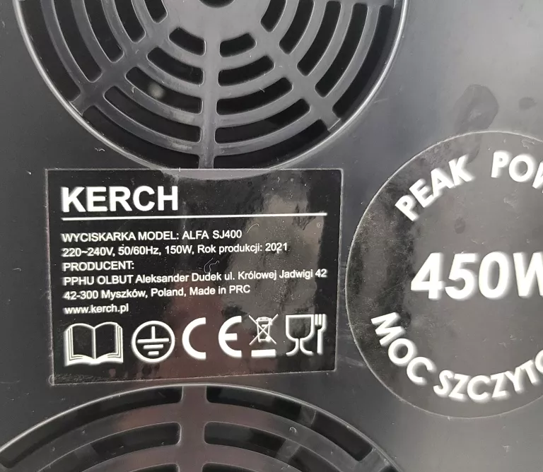 WYCISKARKA WOLNOOBROTOWA KERCH ALTA SJ 400 KOMPET GW