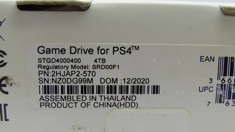 DYSK ZEWNĘTRZNY PS4 SEAGATE GAME DRIVE 4TB 2,5" USB 3.0 SRD00F1
