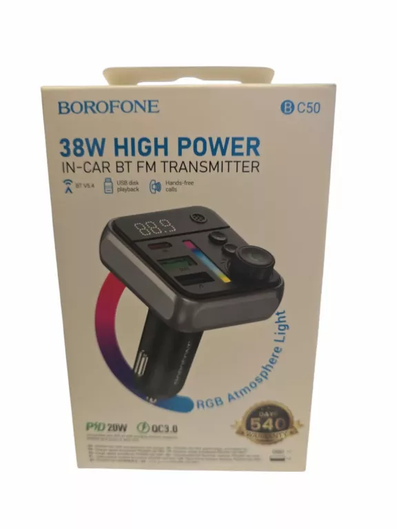 BOROFONE TRANSMITER FM BC50 ASCENSO MP3, BLUETOOTH - 2XUSB + TYP C