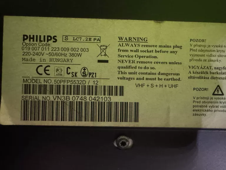 TELEWIZOR PLAZMOWY PHILIPS 50PFP5532D 50 CALI! BEZ PILOTA!