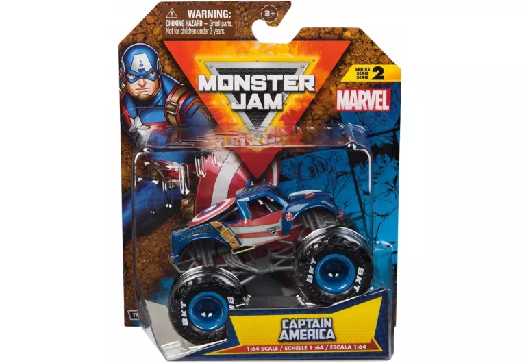 CAPTAIN AMERICA - MARVEL AUTA SERIA 2 MONSTER JAM TRUCK DIE-CAST 1:64 AUTK