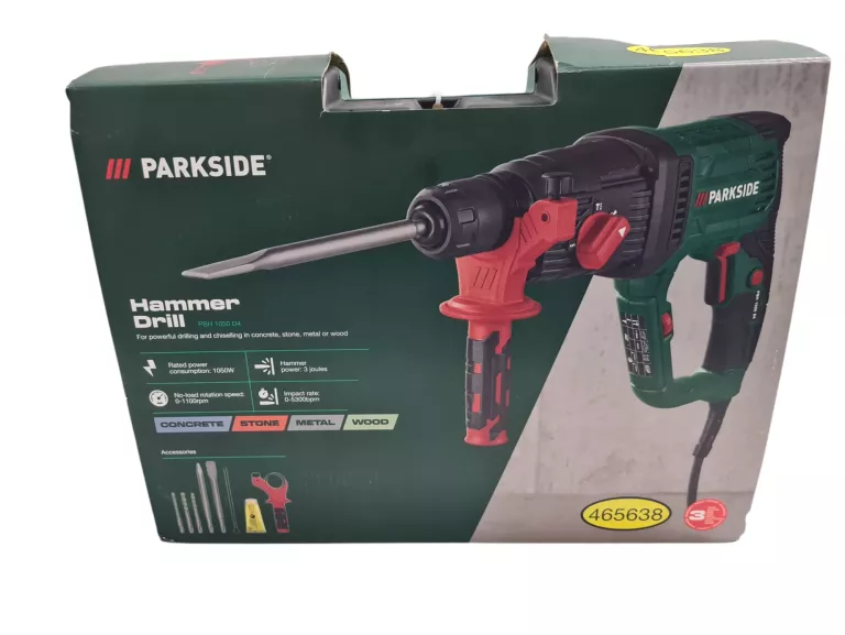 WIERTARKA UDAROWA PARKSIDE 1050W MŁOTOWIERTARKA ELEKTRYCZNA D4 + AKCESORIA
