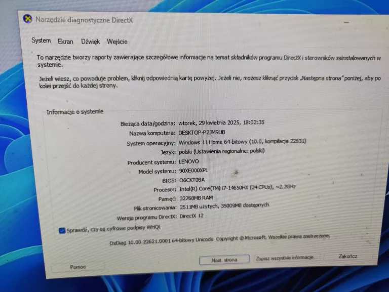 KOMPUTER LENOVO LEGION T5 / I7-14TH / 1TB / RTX 4060 TI /