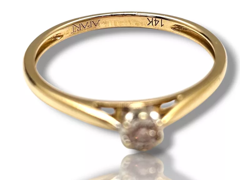 PIĘKNY ZŁOTY PIERŚCIONEK ZARĘCZYNOWY Z DIAMENTEM 1,3G 585P 12R