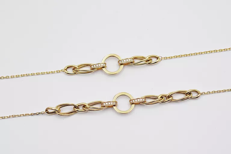 PIĘKNY ZŁOTY KOMPLET ŁAŃCUSZEK + BRANSOLETKA -14K 585 - R43/17 G6,0
