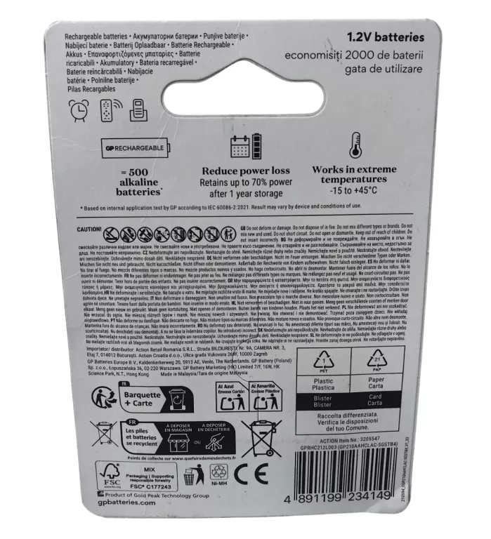 AKUMULATOR NIKLOWO-METALOWO-WODORKOWY (NIMH) GP AA (R6) 2100 MAH 4 SZT.