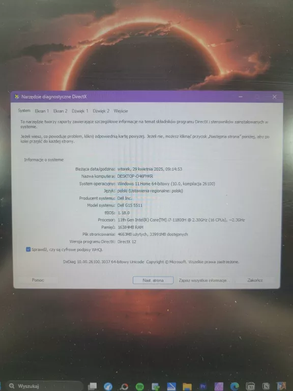 LAPTOP DELL INSPIRON G15 5511 I5-11260H/16GB/512/WIN11