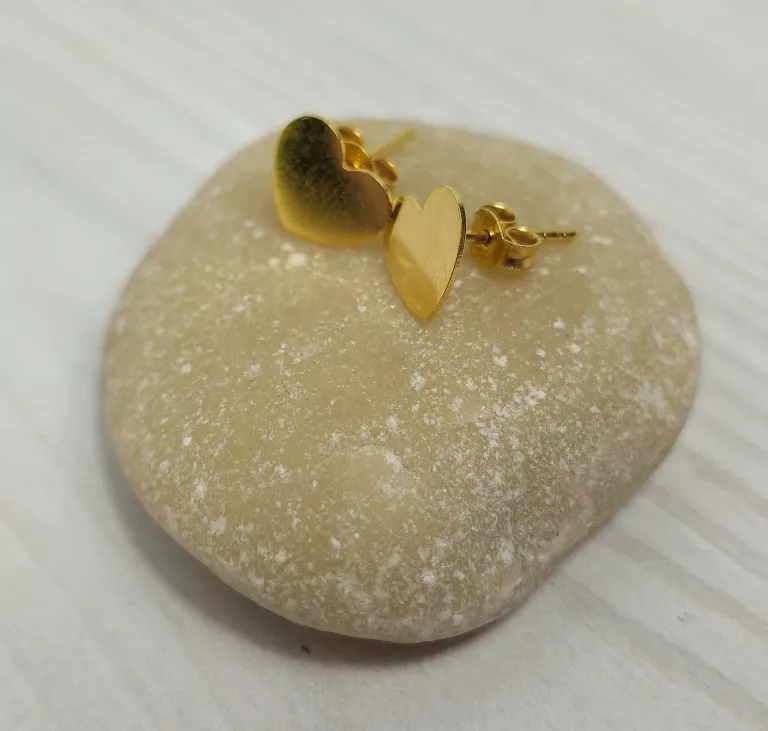 DELIKATNE ZŁOTE KOLCZYKI PŁASKIE GŁADKIE SERCA P585 0,93G 1 CM POWYSTAWOWE