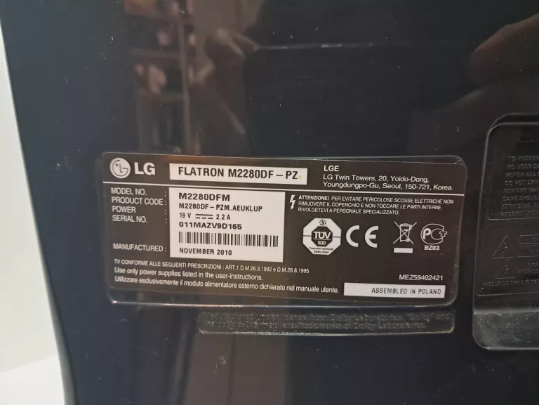 MONITOR LG M2280DF-PZ