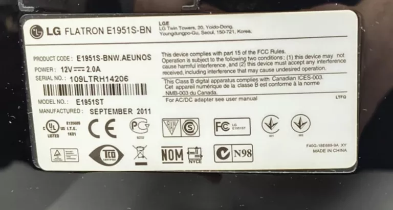 MONITOR LG FLATRON E1951