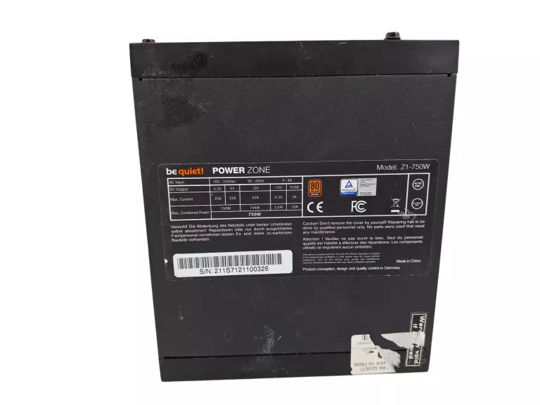 ZASILACZ BE QUIET! POWER ZONE 750W 80 PLUS BRONZE