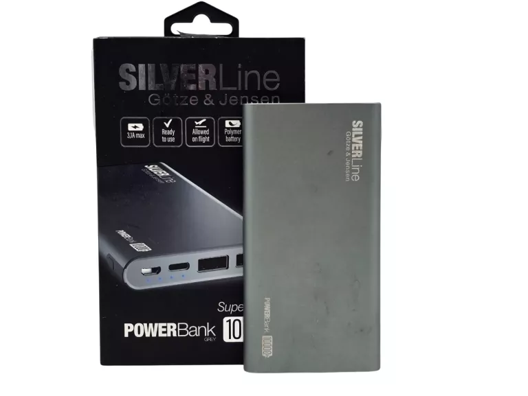 POWERBANK GÖTZE & JENSEN 10000MAH SILVER LINE PZMI11G MICRO-USB USB-C