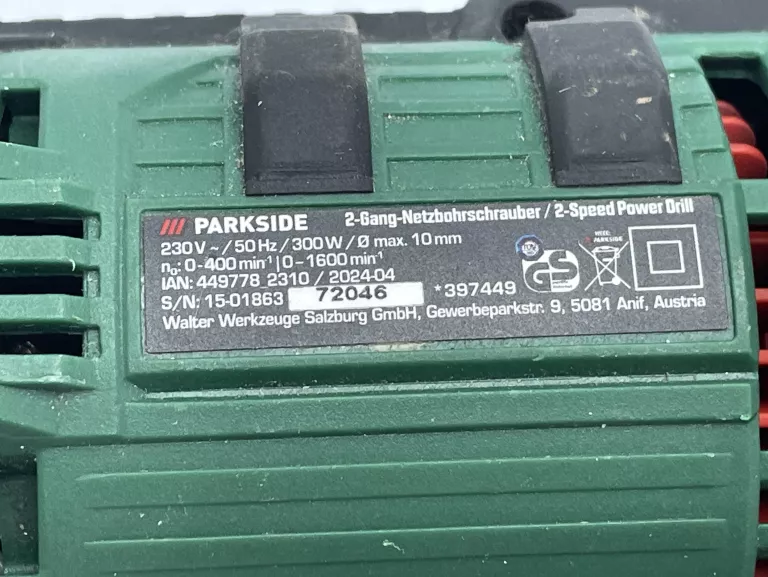 WIERTARKO-WKRĘTARKA Z 2-BIEGOWĄ PRZEKŁADNIĄ PARKSIDE PNS 300 B3
