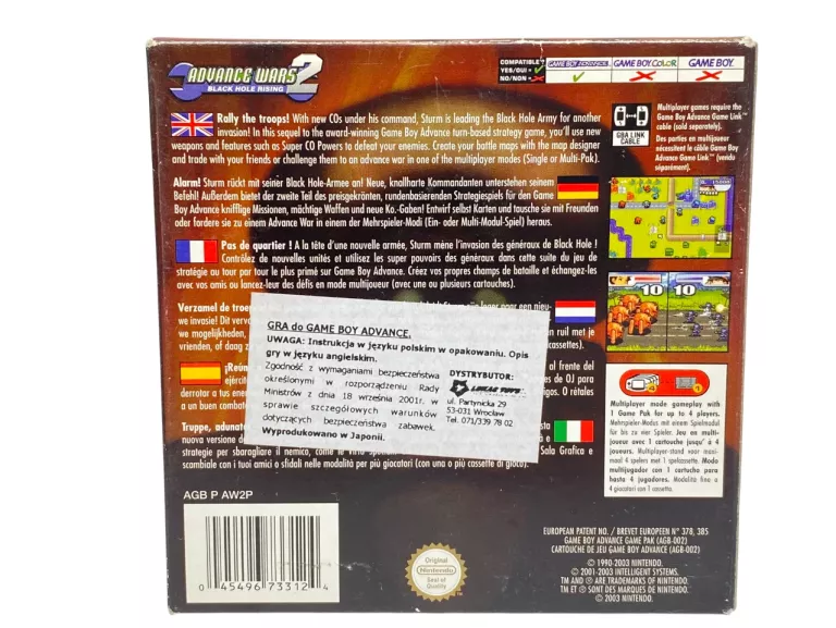 GRA ADVANCE WARS 2 BLACK HOLE RISING PAL NINTENDO GAMEBOY ADVANCE GBA