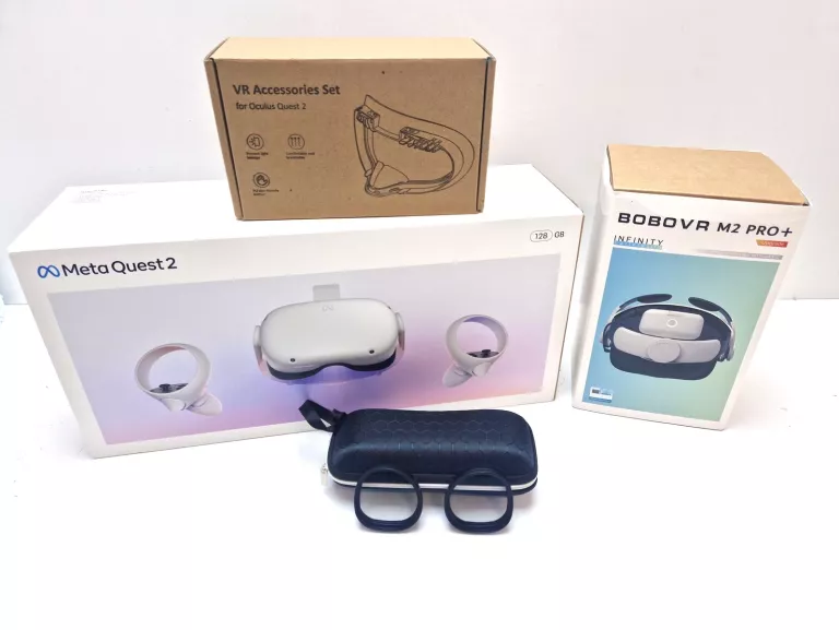 GOGLE VR OKULARY META OCULUS QUE + 2 KONT + BOBOVR M2 PRO + DODATKI !