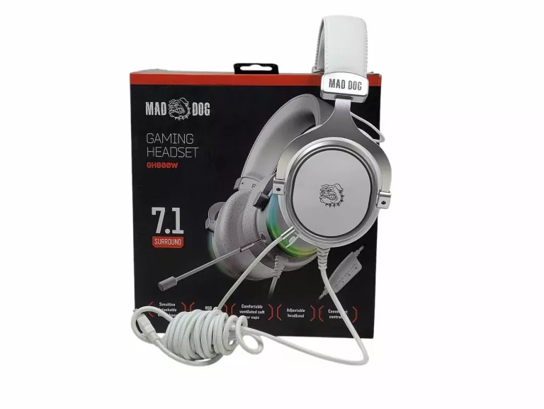 REWELAACYJNE SŁUCHAWKI MAD DOG GH800W 7.1 GAMING HEADSET STAN IDEALNY