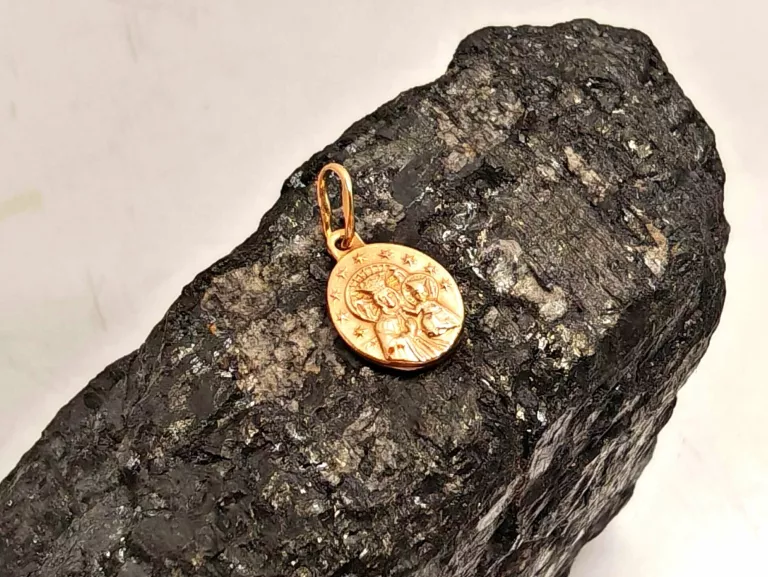 MEDALIK MATKA BOSKA RÓŻOWE ZŁOTO DEWOCJONALJA 585 1,04G 9X18MM