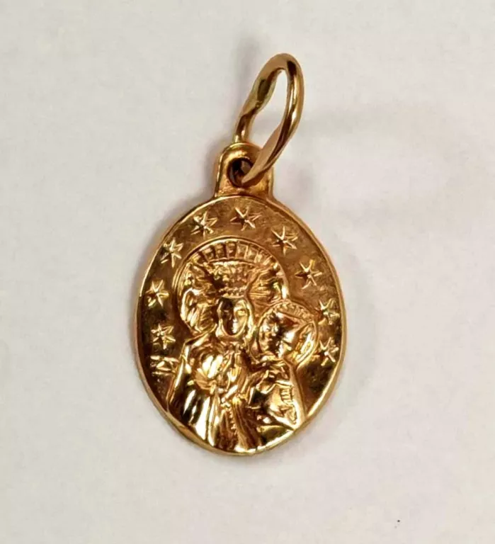 MEDALIK MATKA BOSKA RÓŻOWE ZŁOTO DEWOCJONALJA 585 1,04G 9X18MM