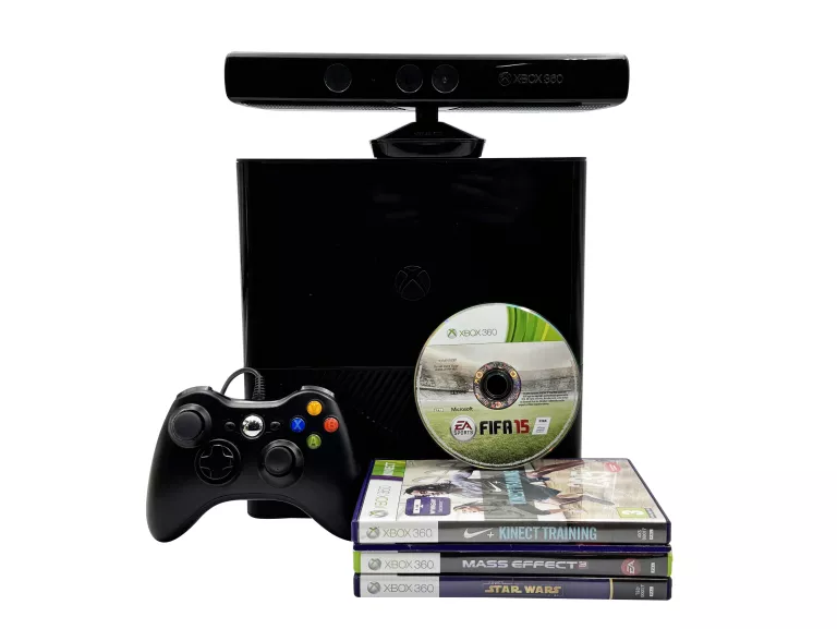 KONSOLA MICROSOFT XBOX 360E 4GB MODEL 1538 - KINECT + PAD + GRY!
