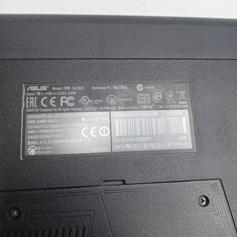 LAPTOP ASUS GL552VW / I7 / 6700HQ / 16 GB / ŁADOWARKA