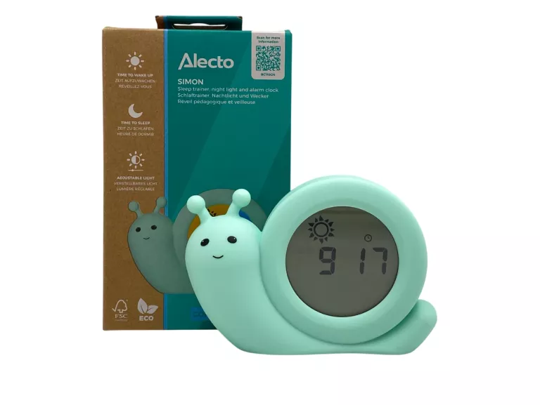 ALECTO ŚLIMAK SIMON TRENER SNU 2W1 BUDZIK LAMPKA NOCNA DLA DZIECI