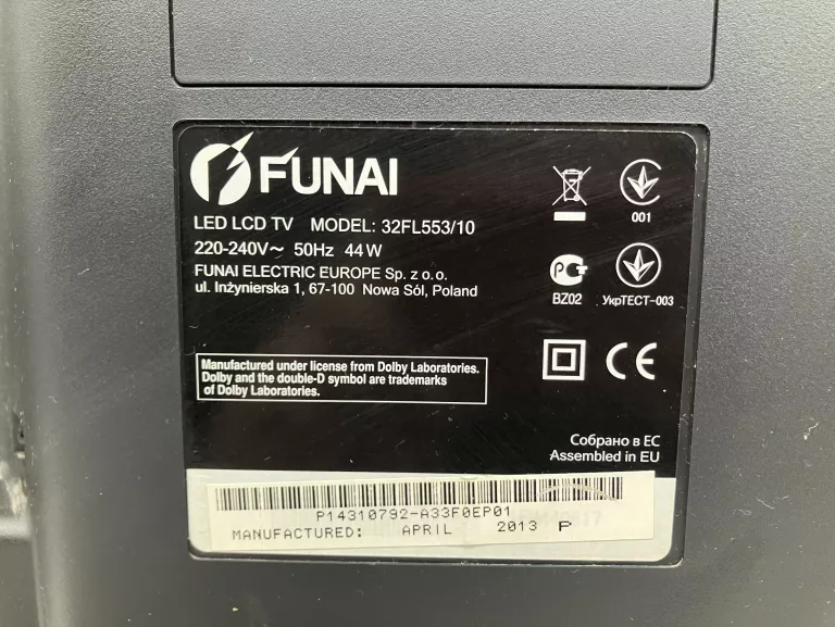 TELEWIZOR FUNAI 32FL553/10 32" HD READY LED DVB-T