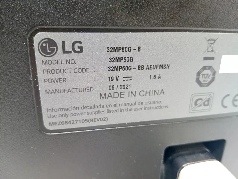 MONITOR LED LG 32MP60G-B 32 " 1920 X 1080 PX IPS / PLS