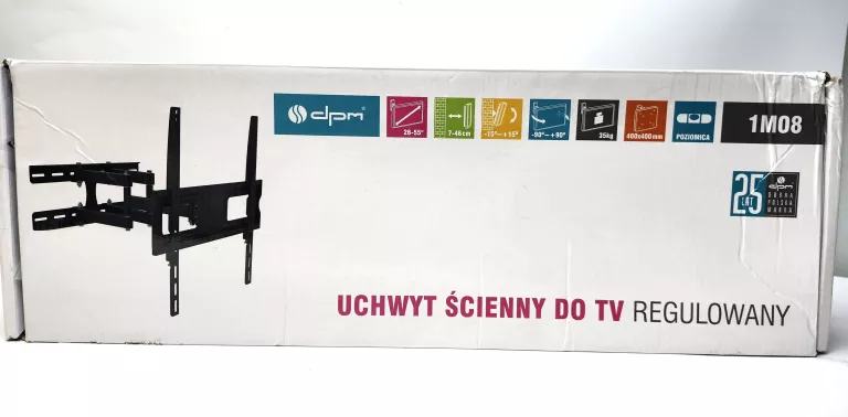UCHWYT NAŚCIENNY UCHWYT TV REGULOWANY 26-55" 35 KG (1M08) PUDEŁKO