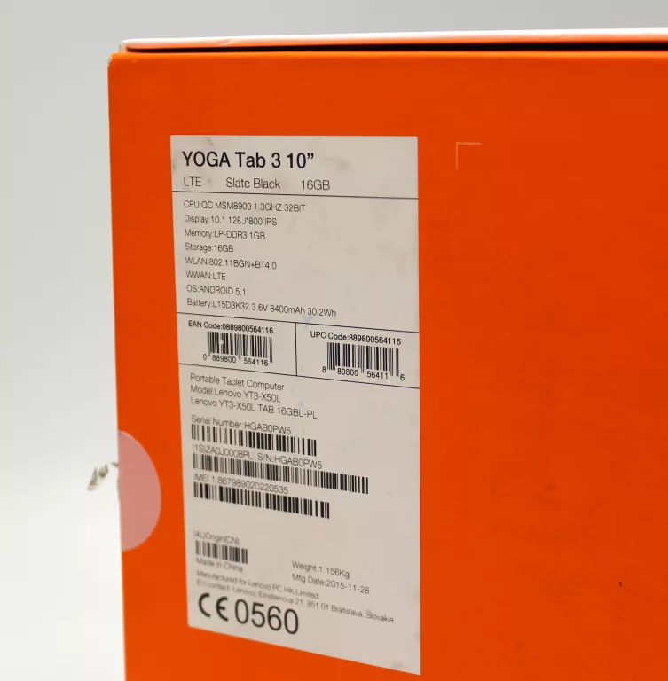 TABLET LENOVO YOGA TAB 3 YT3-850F 8" 1/16 GB WI-FI