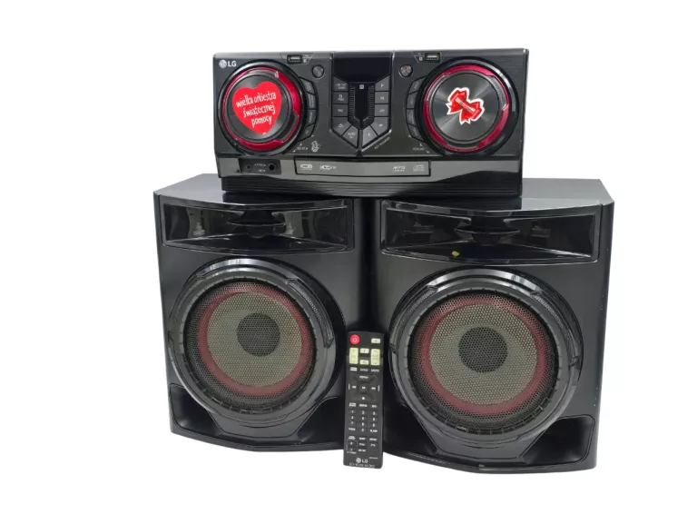 KOMPAKTOWA WIEŻA STEREO LG CJ44 480W + 2 GŁOŚNIKI PILOT