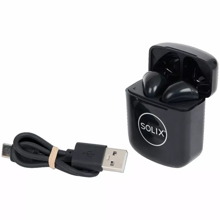 SŁUCHAWKI BEZPRZEWODOWE BLUETOOTH BT - SOLIX CZARNE DOTYKOWE BEZ GUMEK