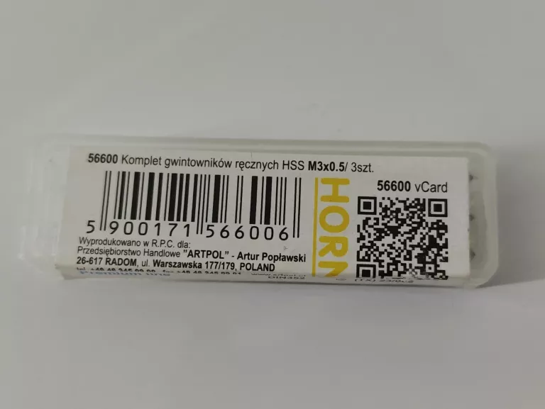 KOMPLET GWINTOWNIKÓW RĘCZNYCH HORN HSS M3 X 0.5