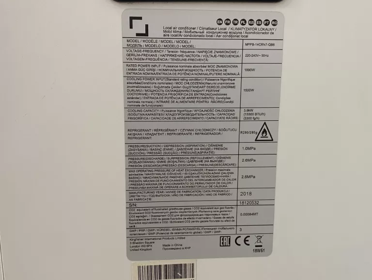 PRZENOŚNY MOBILNY KLIMATYZATOR MIDEA MPPB-14CRN7-QB6 1500W